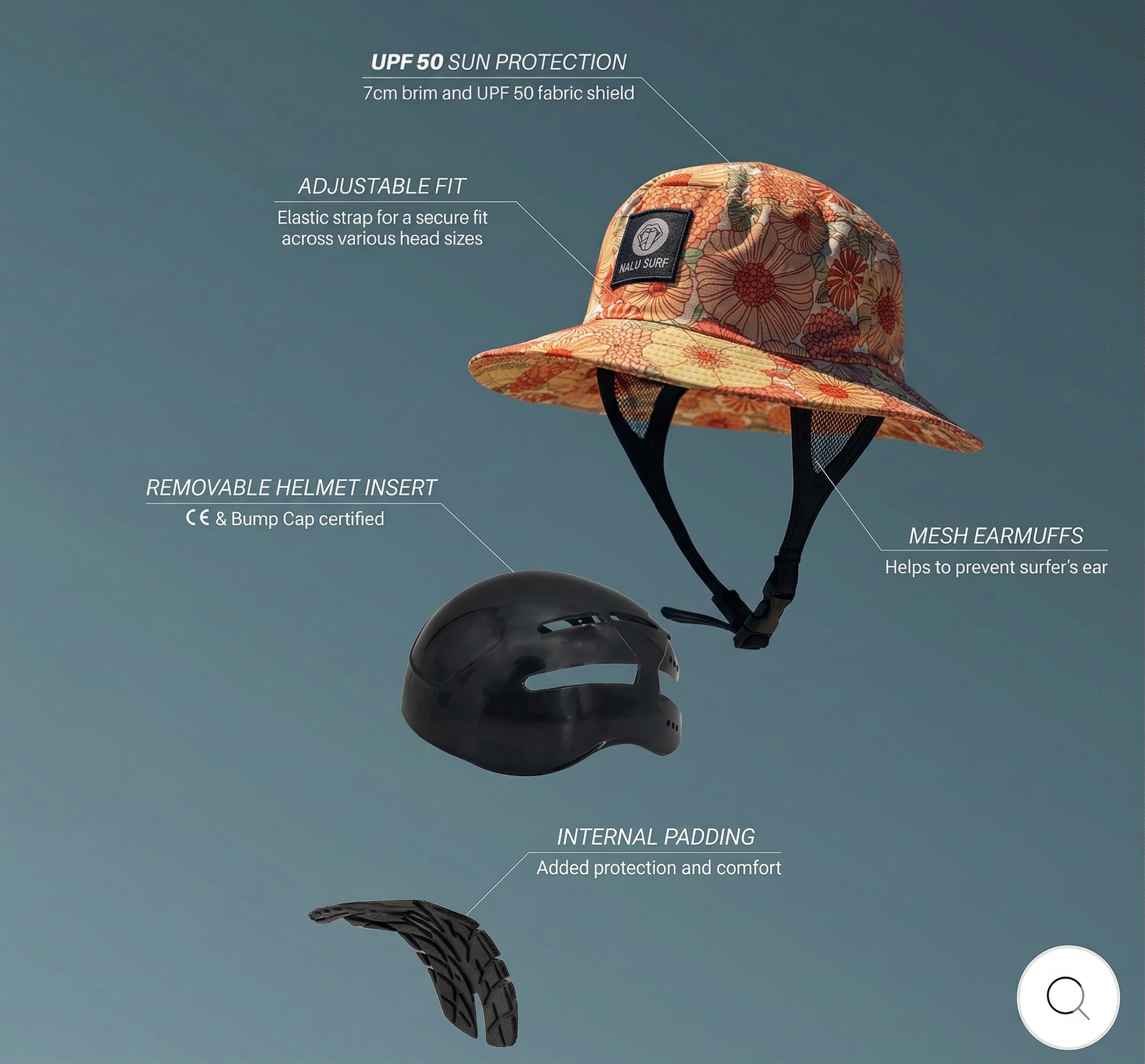 Helmet Bucket Hat flowers – Surfing hat with helmet flowers